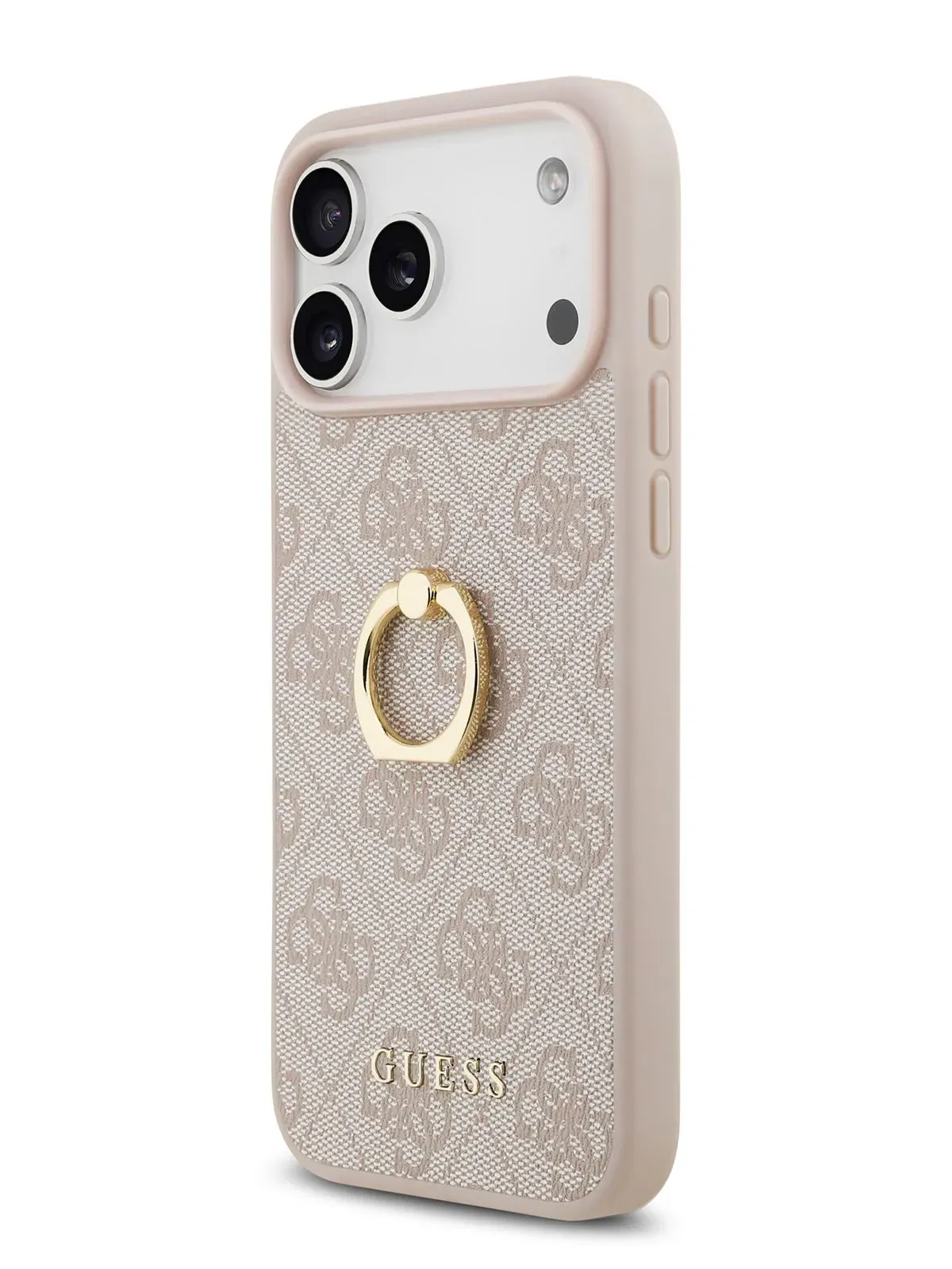 Чехол Guess на iPhone 17 Pro, Leather Ring, розовый, с металлическими кольцом держателемphoto2