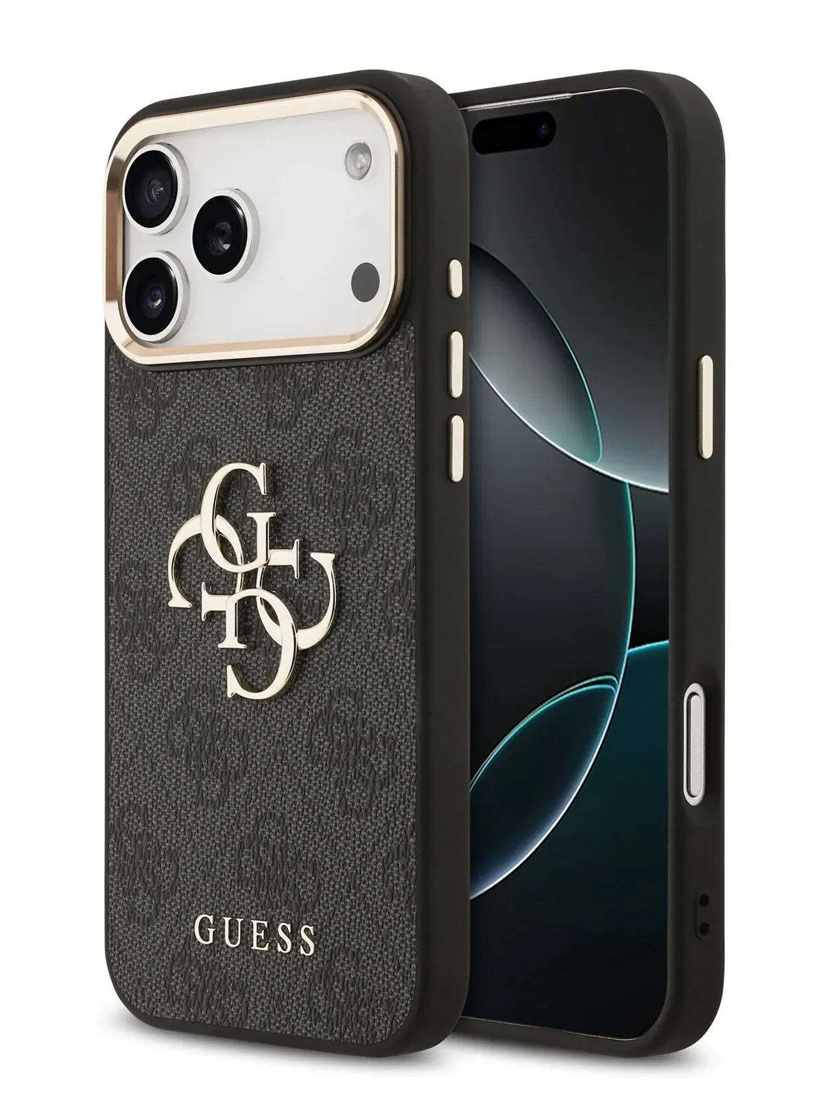 Чехол Guess на iPhone 17 Pro, черный,  PU Leather, metal logophoto4
