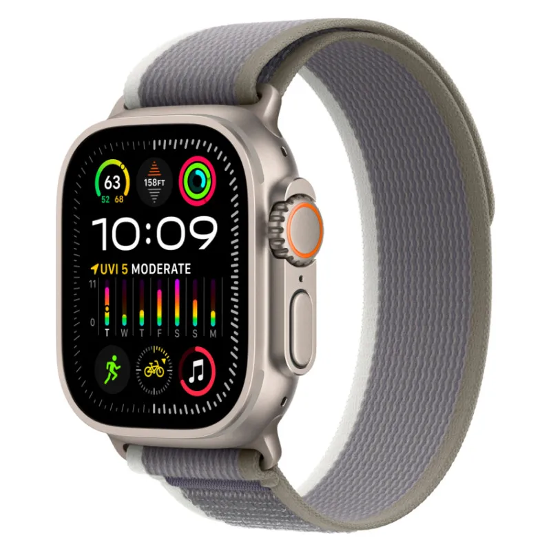Apple Watch Ultra 2023 GPS + Cellular, 49 мм корпус из титана, ремешок Trail зеленого/серого цветаphoto0