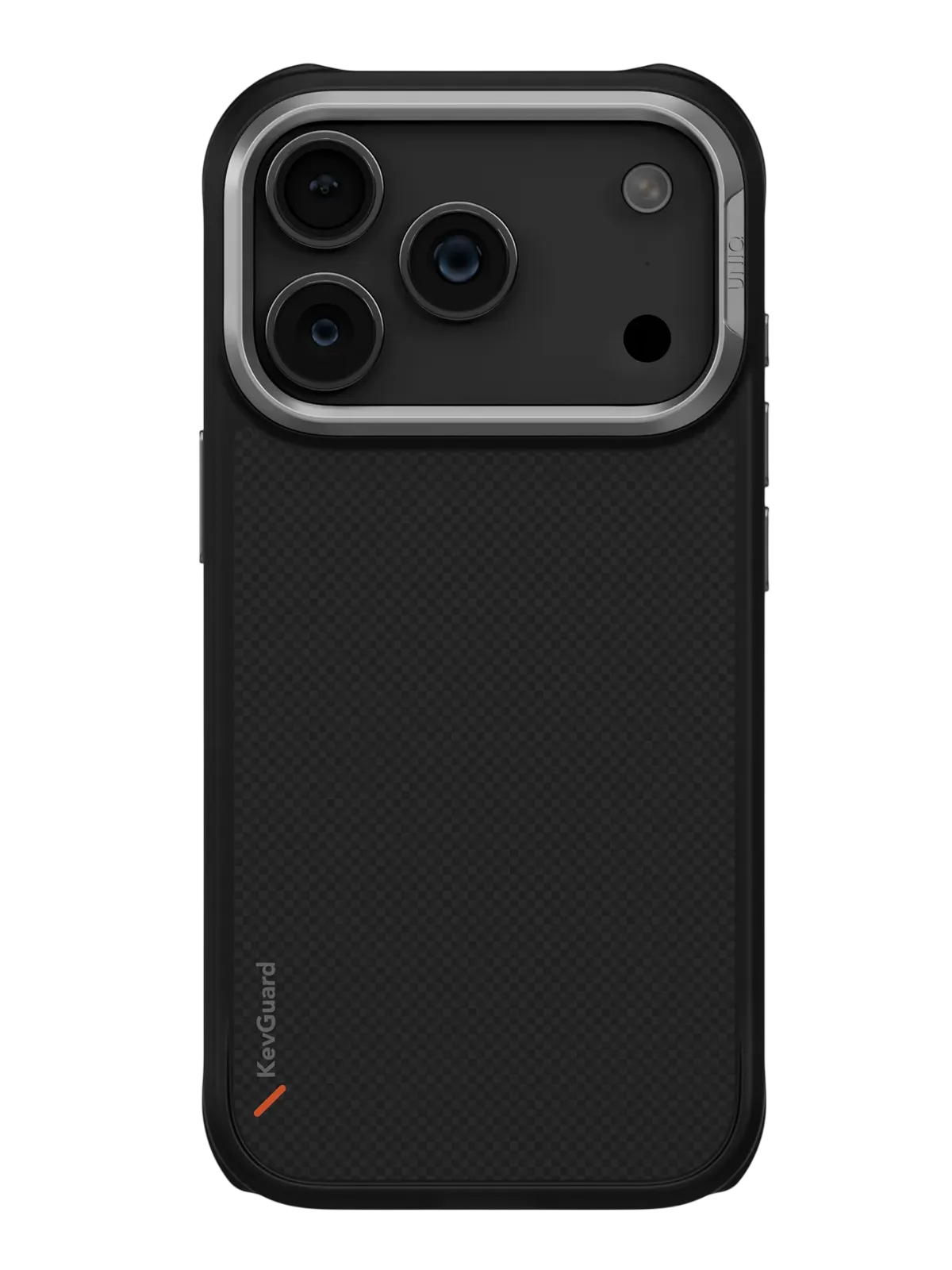 Чехол Uniq на iPhone 17 Pro Max, KEVA MagSafe, ударопрочный из кевлара, с алюминиевой защитой камеры, матовый под карбон, черныйphoto0