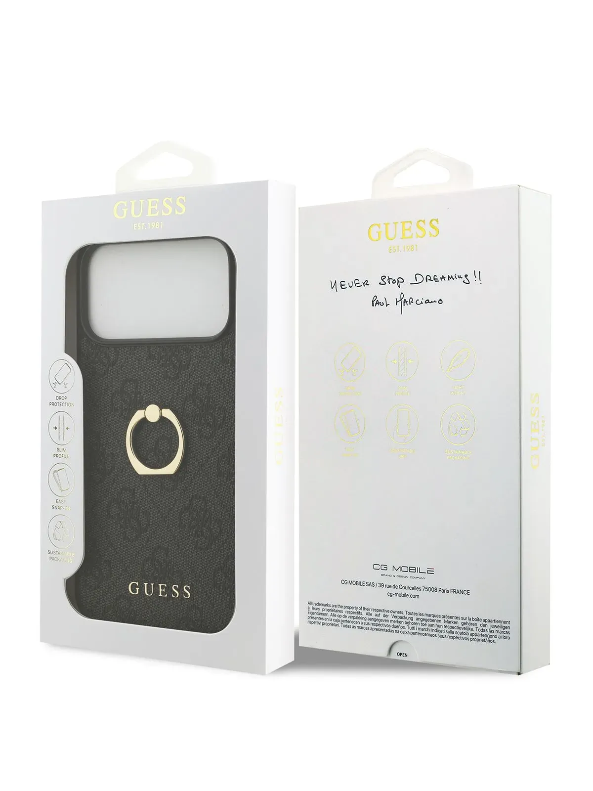Чехол Guess на iPhone 17 Pro Max, Leather Ring, черный, с металлическими кольцом держателемphoto8