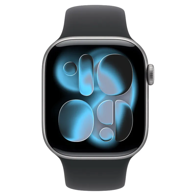 Apple Watch Series 11, 42 мм корпус из алюминия цвета Серый космос, спортивный ремешок цвета Черныйphoto1