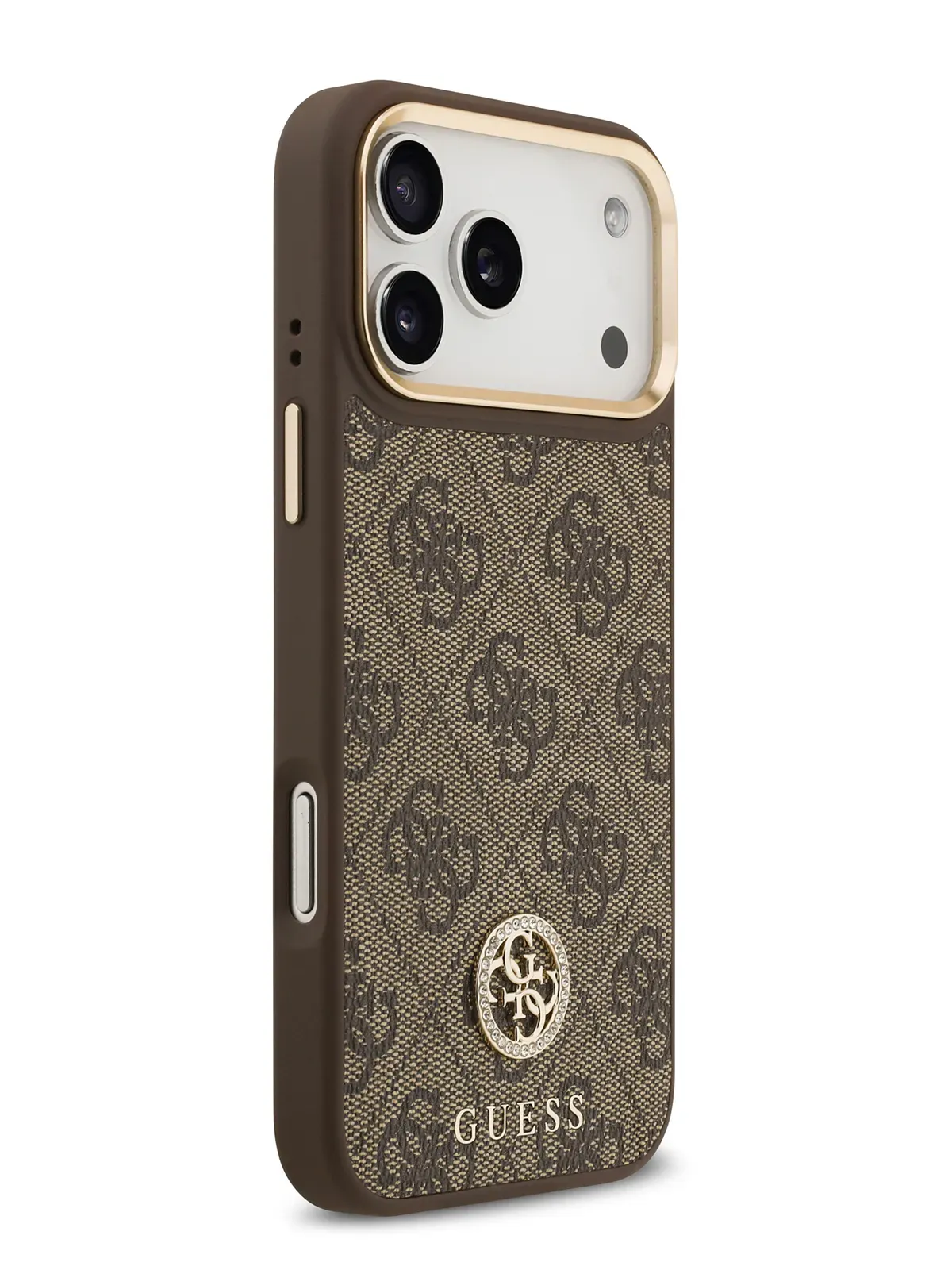 Чехол Guess на iPhone 17 Pro,  Leather, MagSafe, коричневый, Diamondphoto0