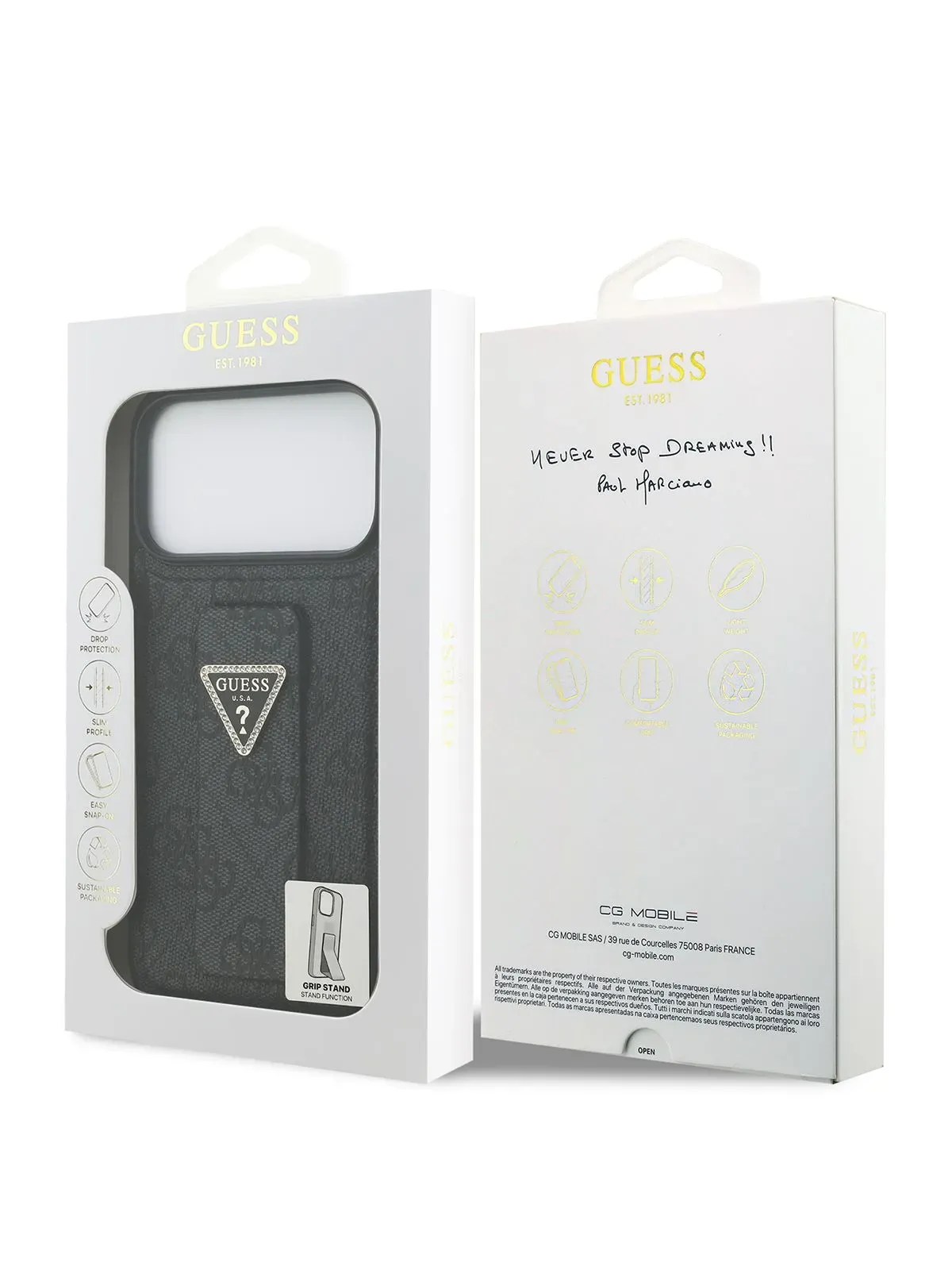 Чехол Guess на iPhone 17 Pro, Черный, Leather GripStand, с ремешком с функцией подставкиphoto7