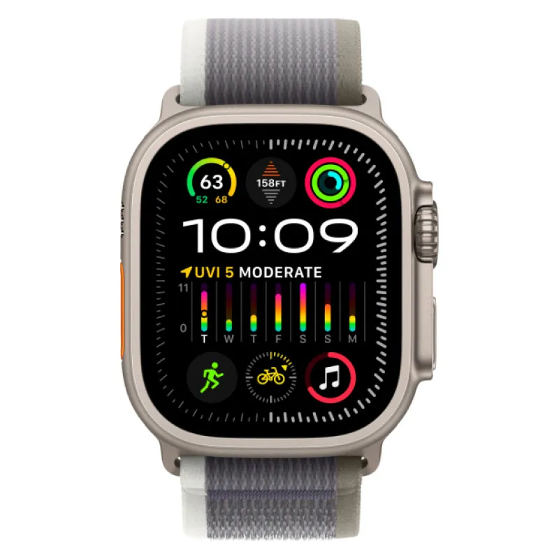 Apple Watch Ultra 2023 GPS + Cellular, 49 мм корпус из титана, ремешок Trail зеленого/серого цветаphoto1