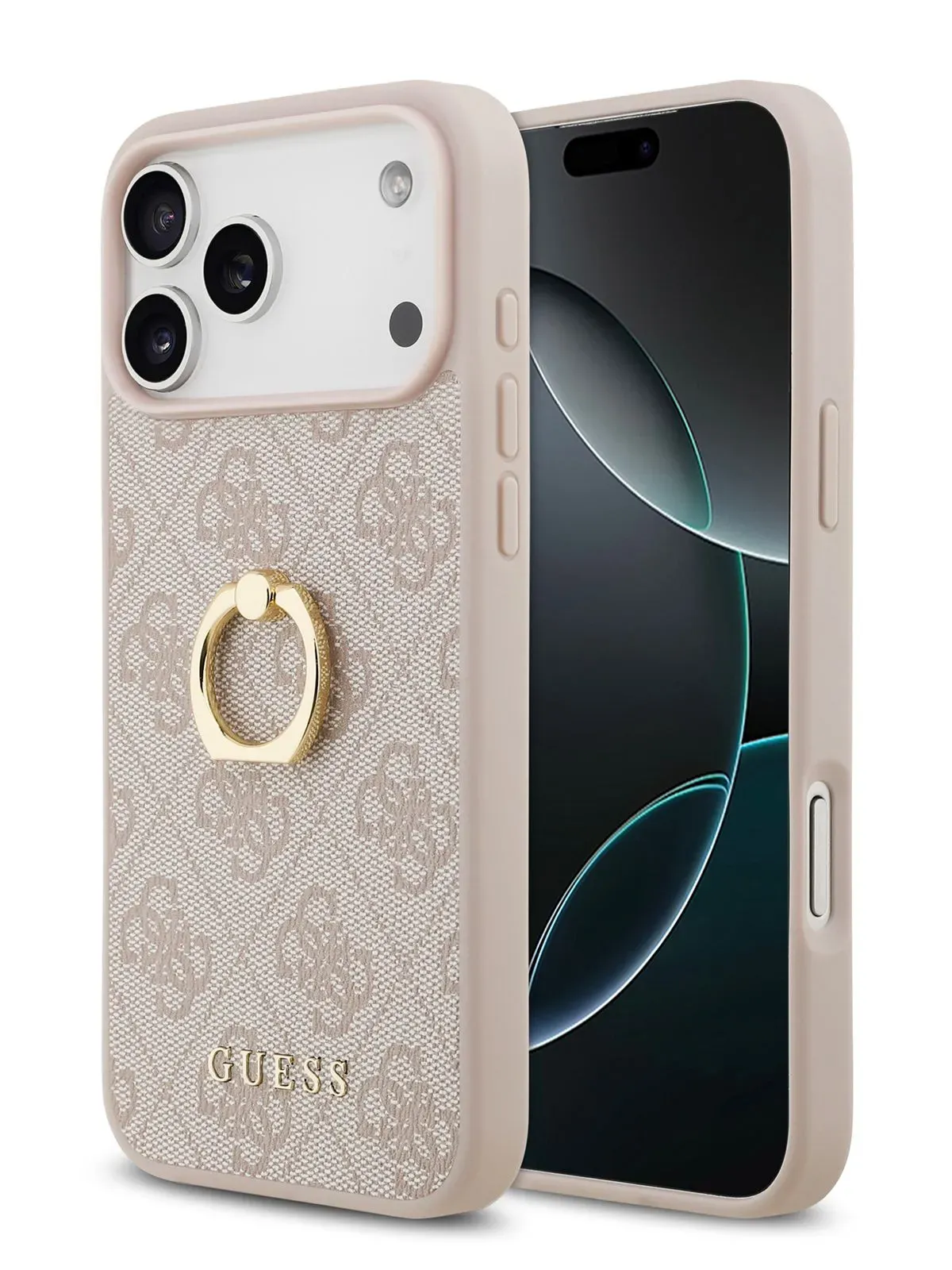 Чехол Guess на iPhone 17 Pro, Leather Ring, розовый, с металлическими кольцом держателемphoto4