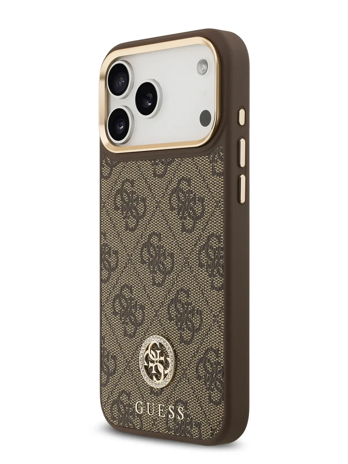 Чехол Guess на iPhone 17 Pro,  Leather, MagSafe, коричневый, Diamondphoto2