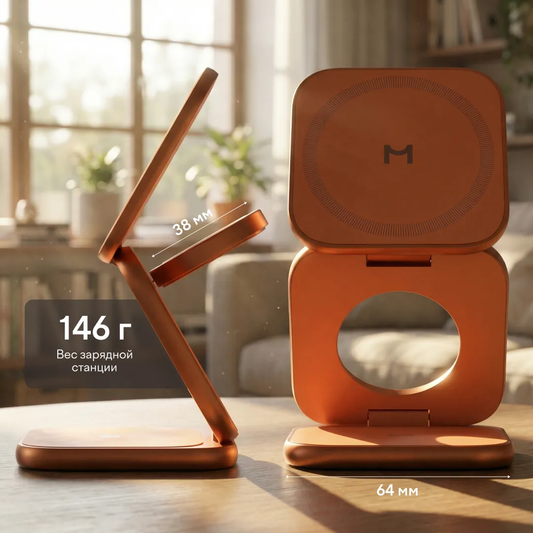 Складное беспроводное зарядное устройство 3 в 1 Magssory Fold Ultra для Apple Orangephoto12