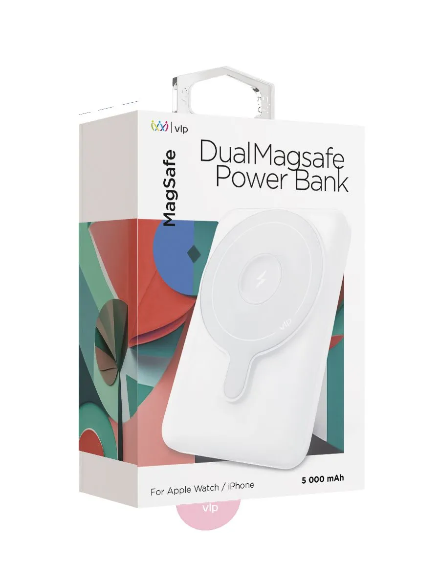 Аккумулятор внешний VLP Dual Magsafe PowerBank 5000 mAh, 3A, USB-C, белыйphoto3