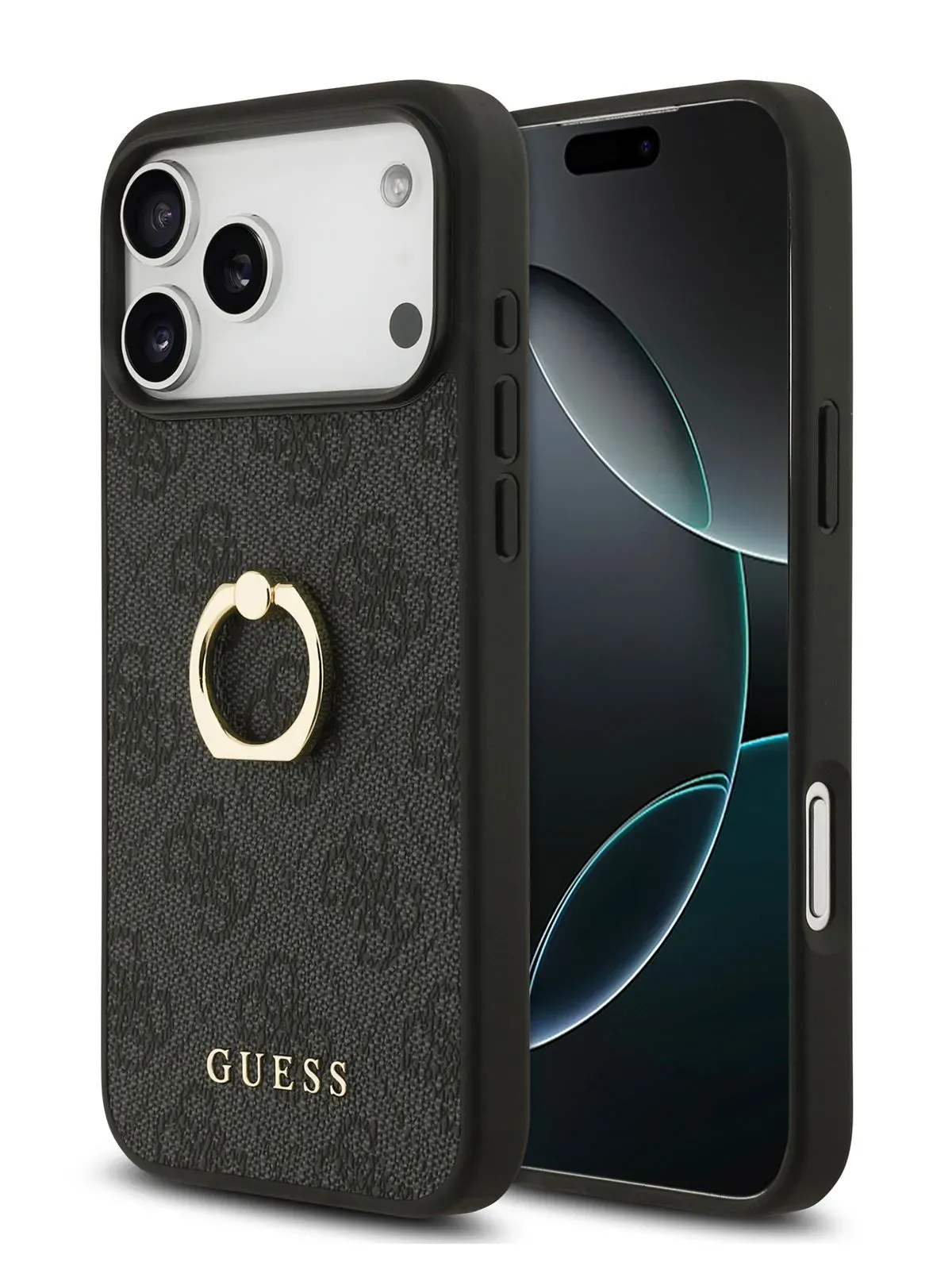 Чехол Guess на iPhone 17 Pro Max, Leather Ring, черный, с металлическими кольцом держателемphoto5