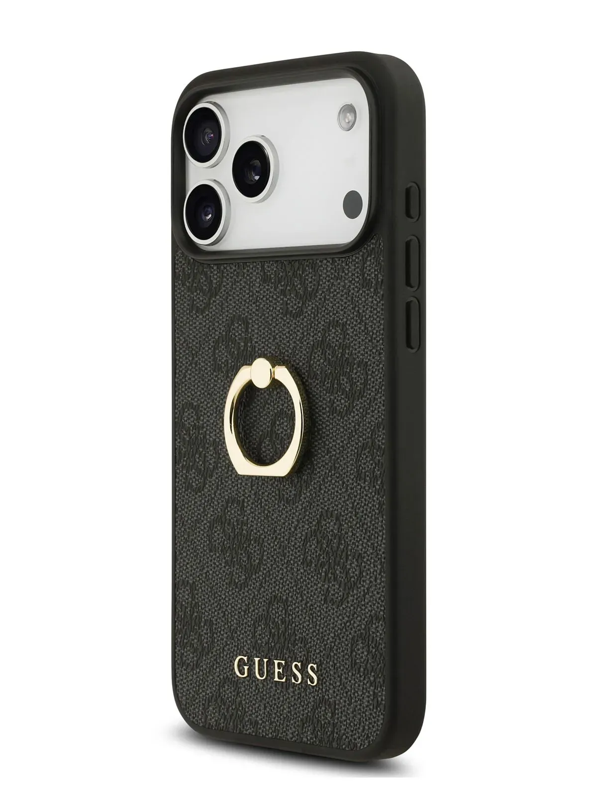 Чехол Guess на iPhone 17 Pro Max, Leather Ring, черный, с металлическими кольцом держателемphoto1