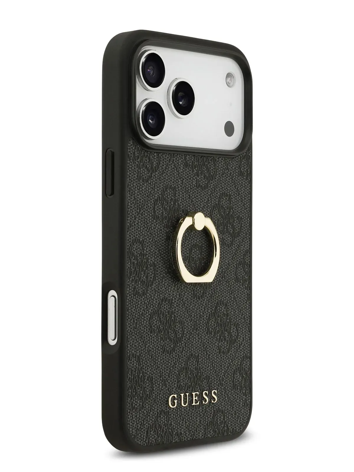 Чехол Guess на iPhone 17 Pro Max, Leather Ring, черный, с металлическими кольцом держателемphoto0