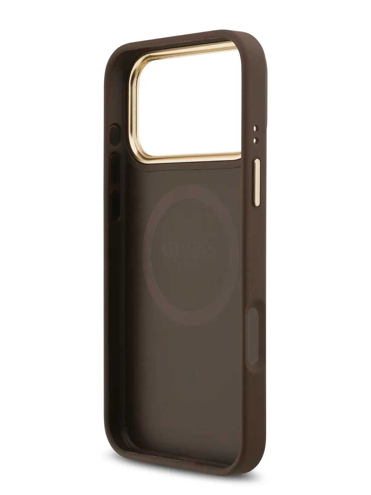 Чехол Guess на iPhone 17 Pro,  Leather, MagSafe, коричневый, Diamondphoto6
