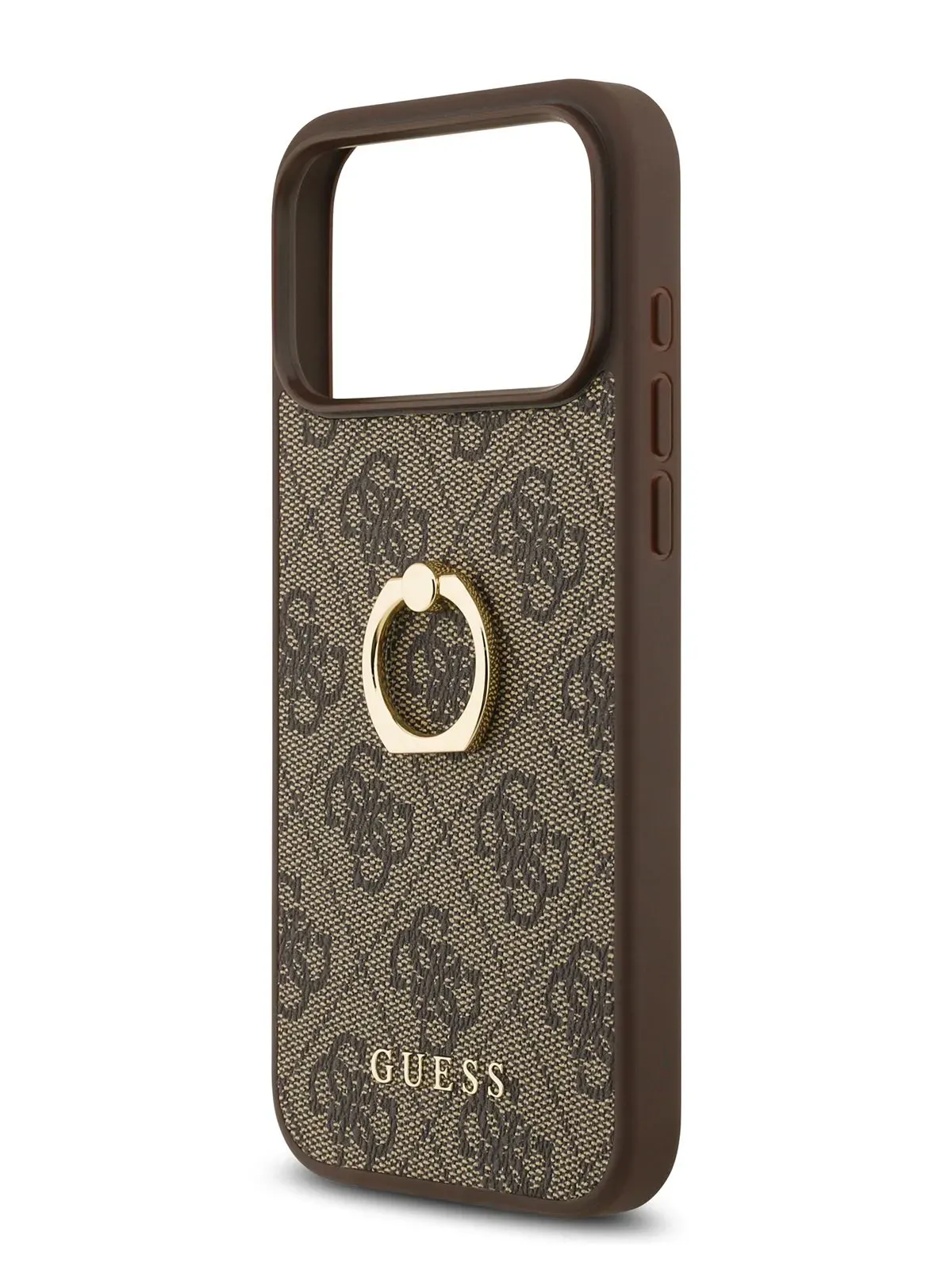 Чехол Guess на iPhone 17 Pro, Leather Ring, коричневый, с металлическими кольцом держателемphoto5
