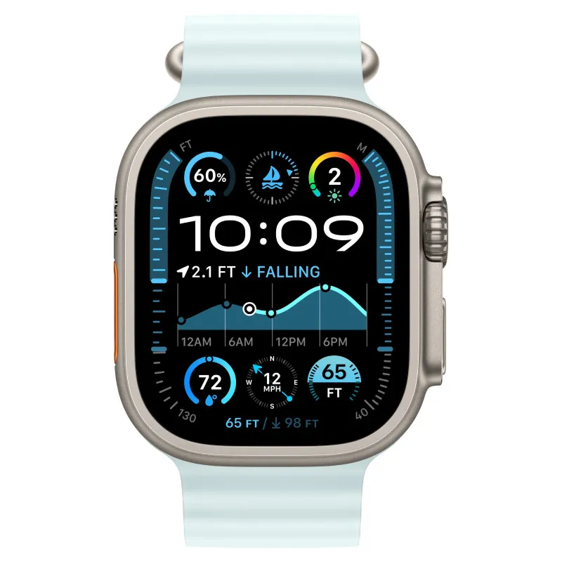 Apple Watch Ultra 2024 GPS + Cellular, 49 мм корпус из титана, ремешок Ocean цвета Ледяной синийphoto1