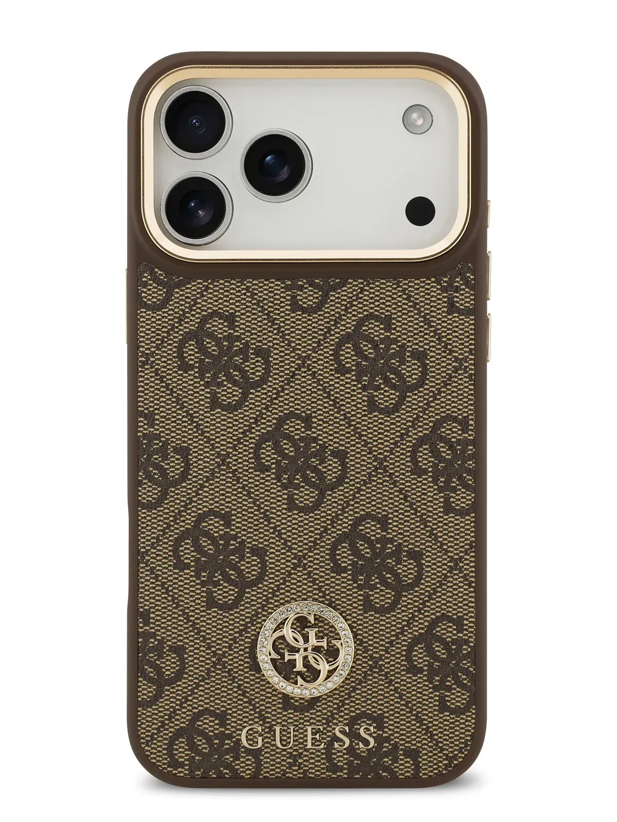 Чехол Guess на iPhone 17 Pro,  Leather, MagSafe, коричневый, Diamondphoto1