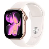 Apple Watch Series 11, 46 мм корпус из алюминия цвета Розовое золото, спортивный ремешок цвета Светлый румянец