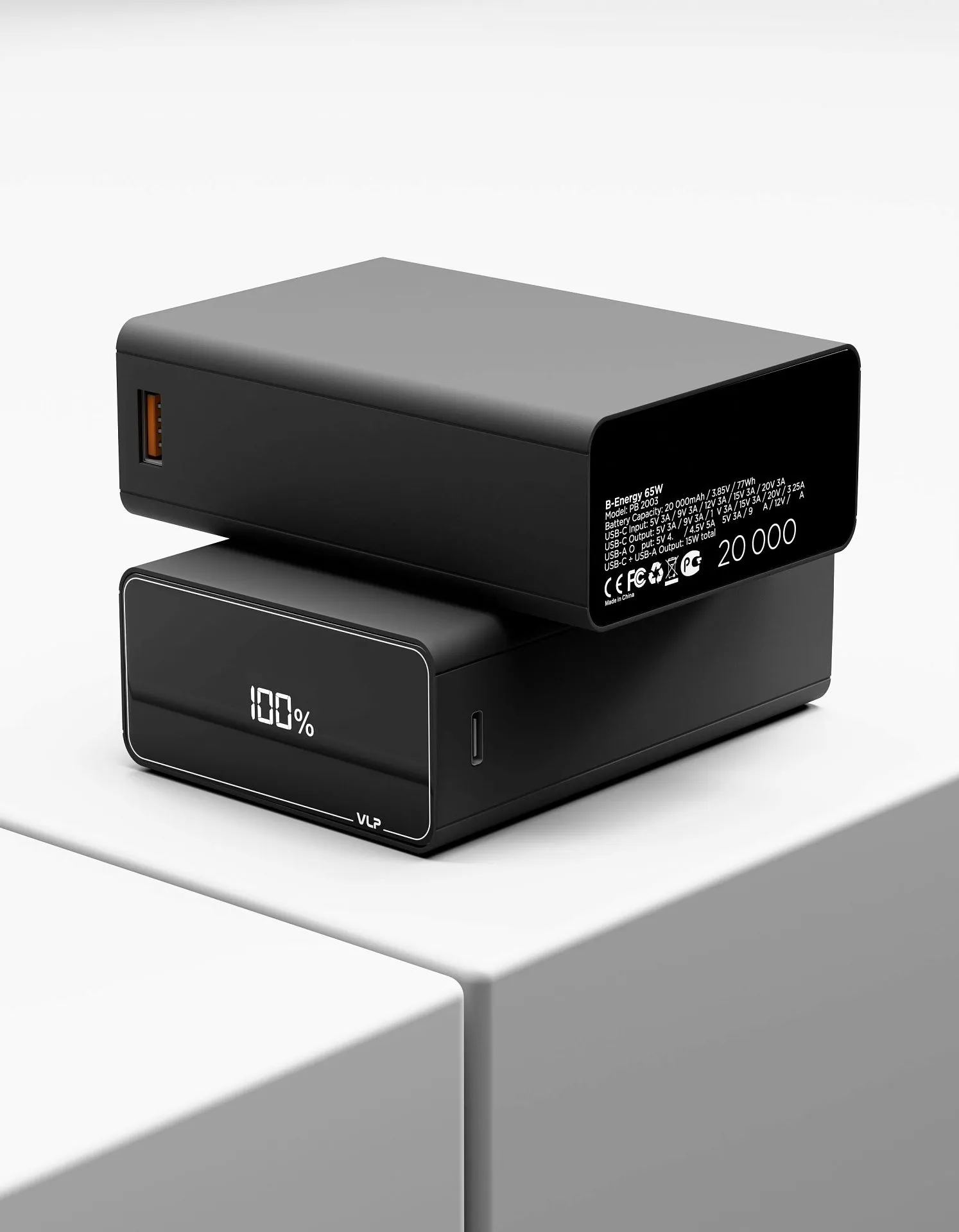 Аккумулятор внешний VLP B-Energy 20000 mAh 65W, USB-C, USB-A , steel grayphoto5