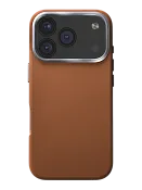 Чехол Uniq на iPhone 17 Pro, Lyden MagSafe, из премиальной экокожи, с металлической защитой камеры, коричневый