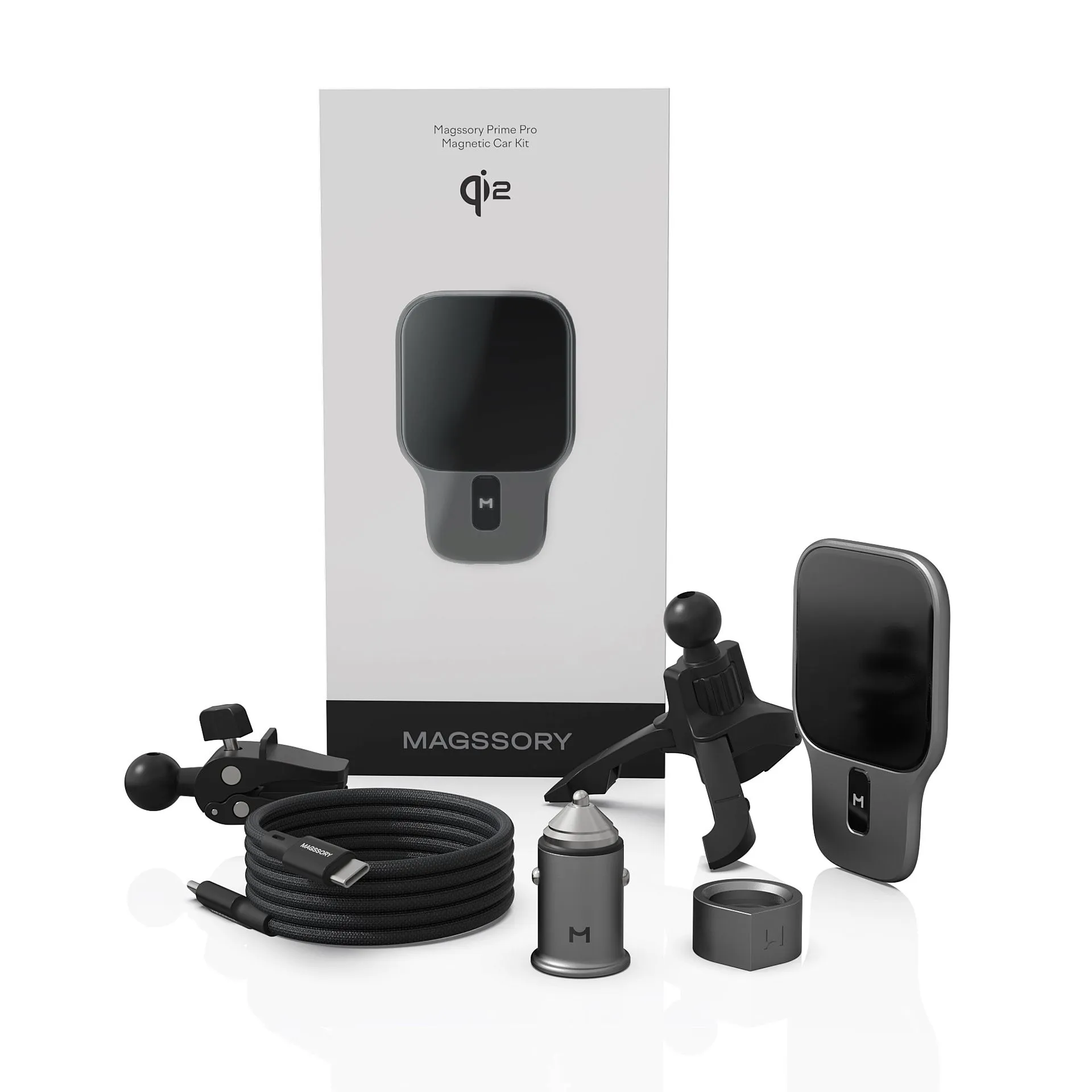 Автомобильный комплект Magssory Prime Pro для Apple, с поддержкой Qi2,полночьphoto4