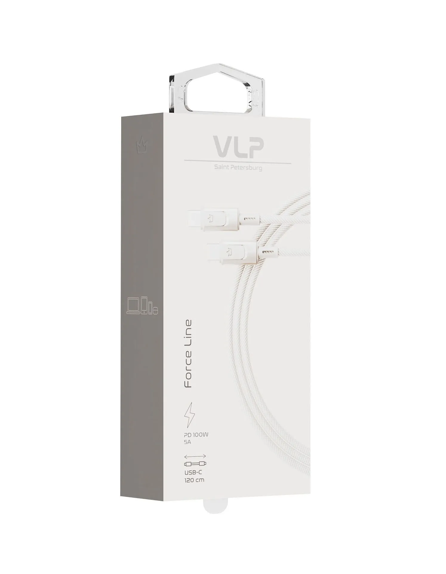 Дата-кабель VLP Force Line 100W USB-C + USB-C, 1.2m, натуральный титанphoto5