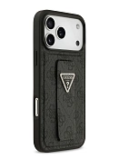 Чехол Guess на iPhone 17 Pro, Черный, Leather GripStand, с ремешком с функцией подставки